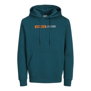 Jack & Jones 12233599 Jjecorp Logo Sweat Hood Petrol 