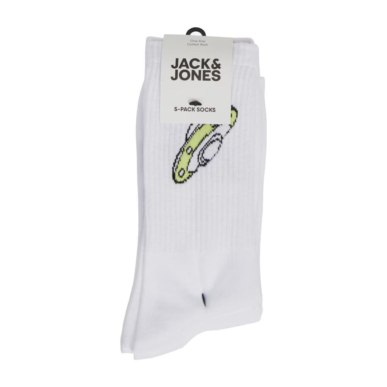 Jack & Jones 12240536 Jacathletic Çorap 5'li Beyaz - 1