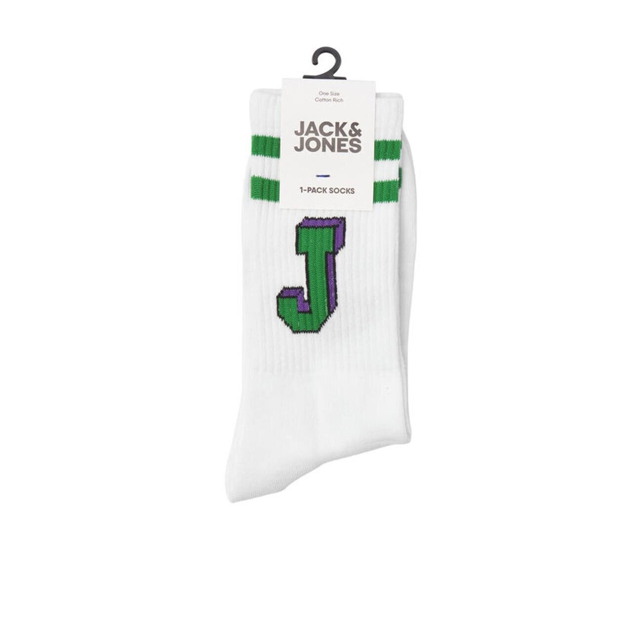 Jack & Jones 12250749 Tennis Çorap Beyaz-Yeşil - 2