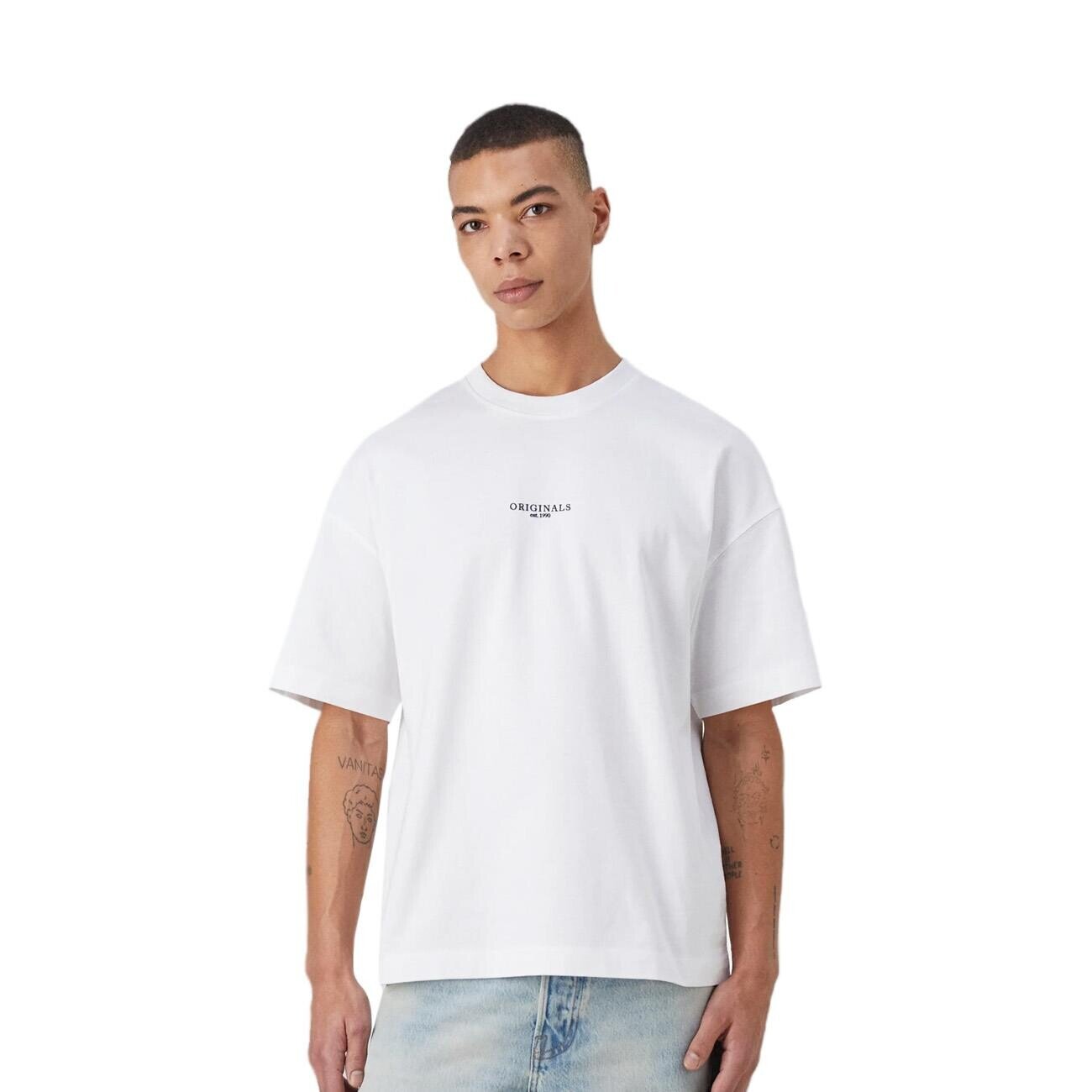 Jack & Jones 12251774 Jorsantorini Tişört Ss Crew Neck Beyaz - 2