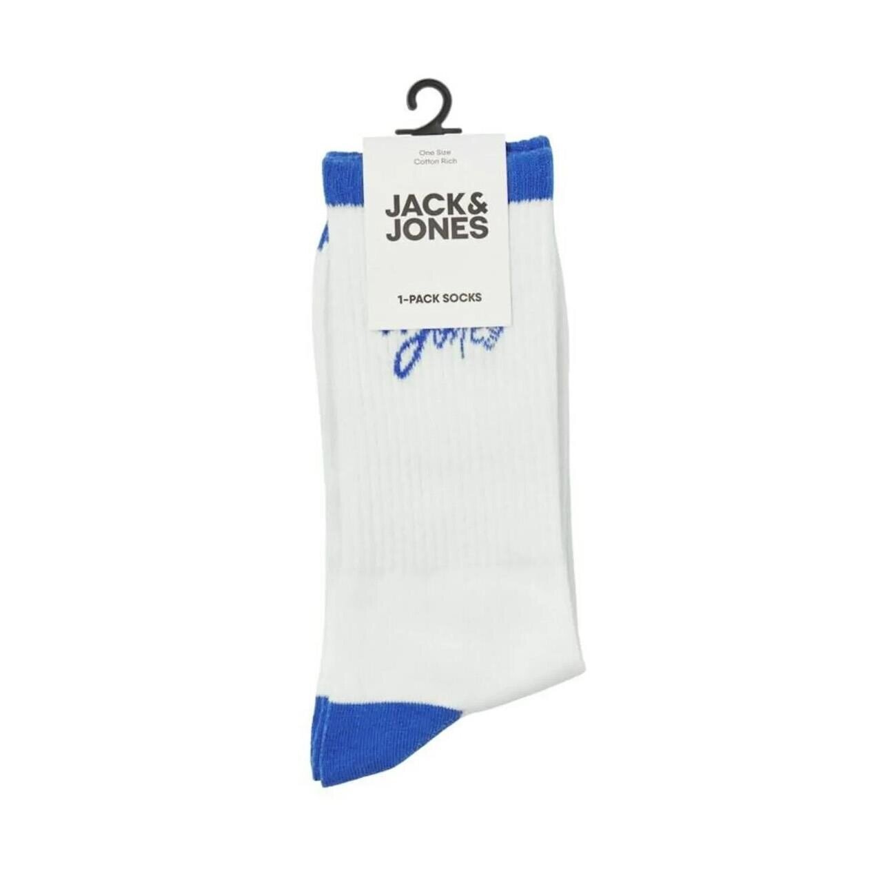 Jack & Jones 12252044 Jaccal Logo Tennis Çorap Beyaz-Mavi - 2