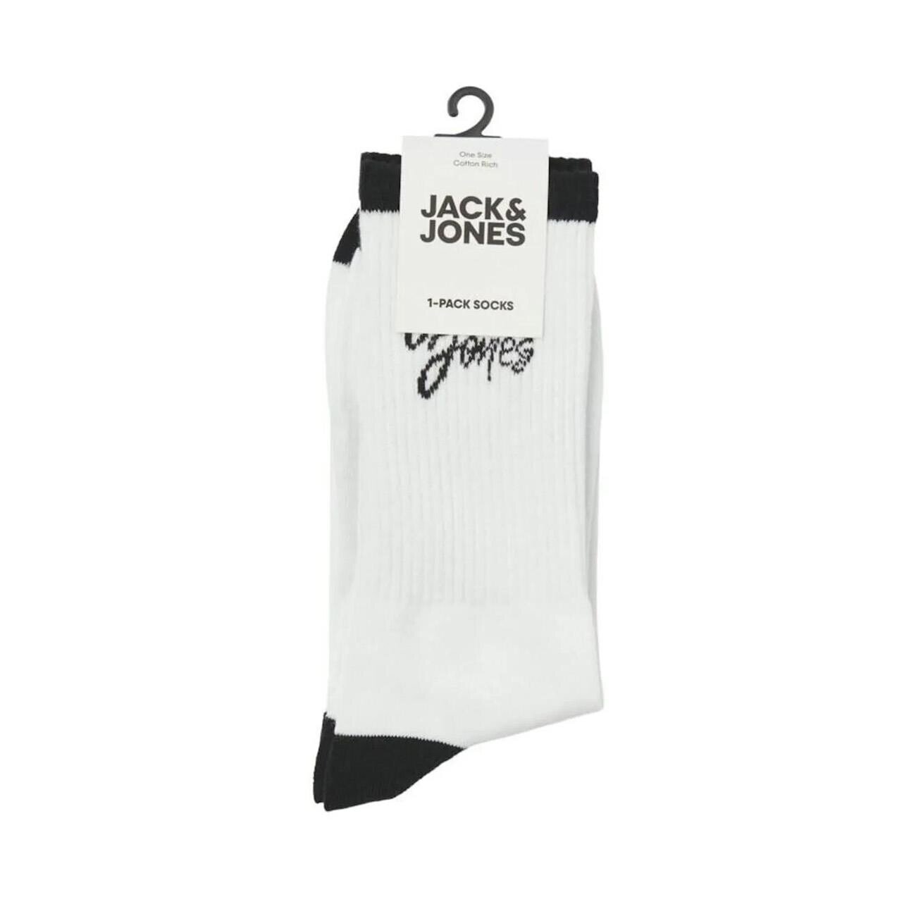 Jack & Jones 12252044 Jaccal Logo Tennis Çorap Beyaz-Siyah - 2