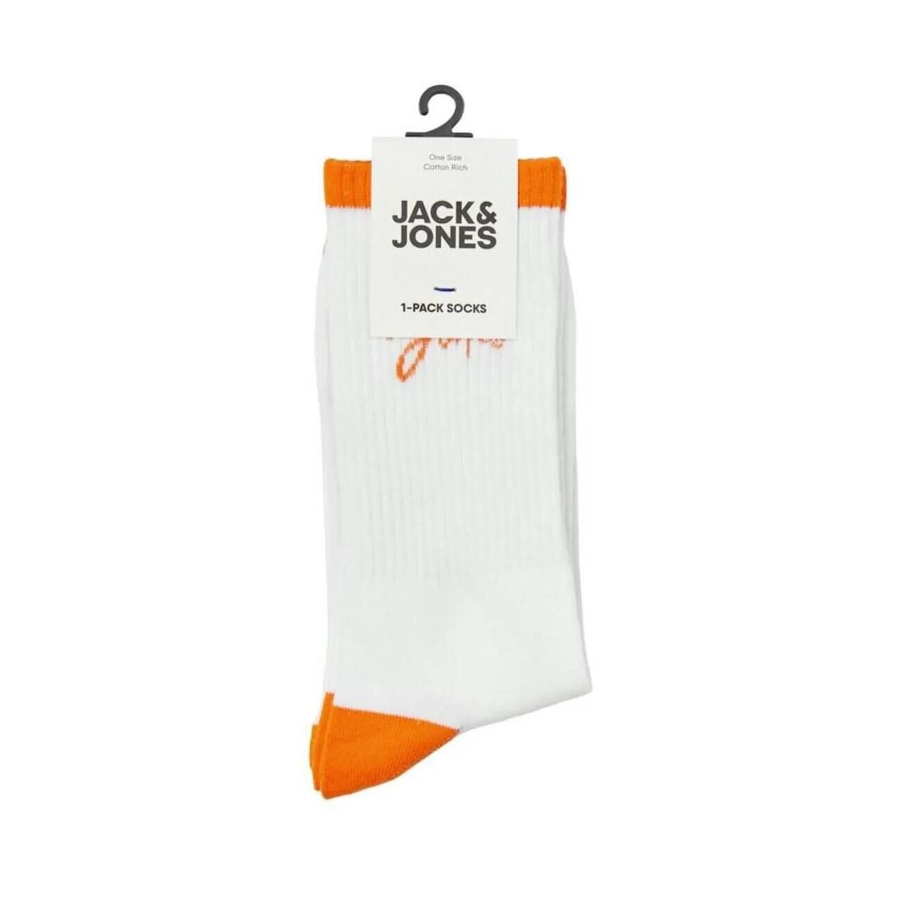 Jack & Jones 12252044 Jaccal Logo Tennis Çorap Beyaz-Turuncu - 2