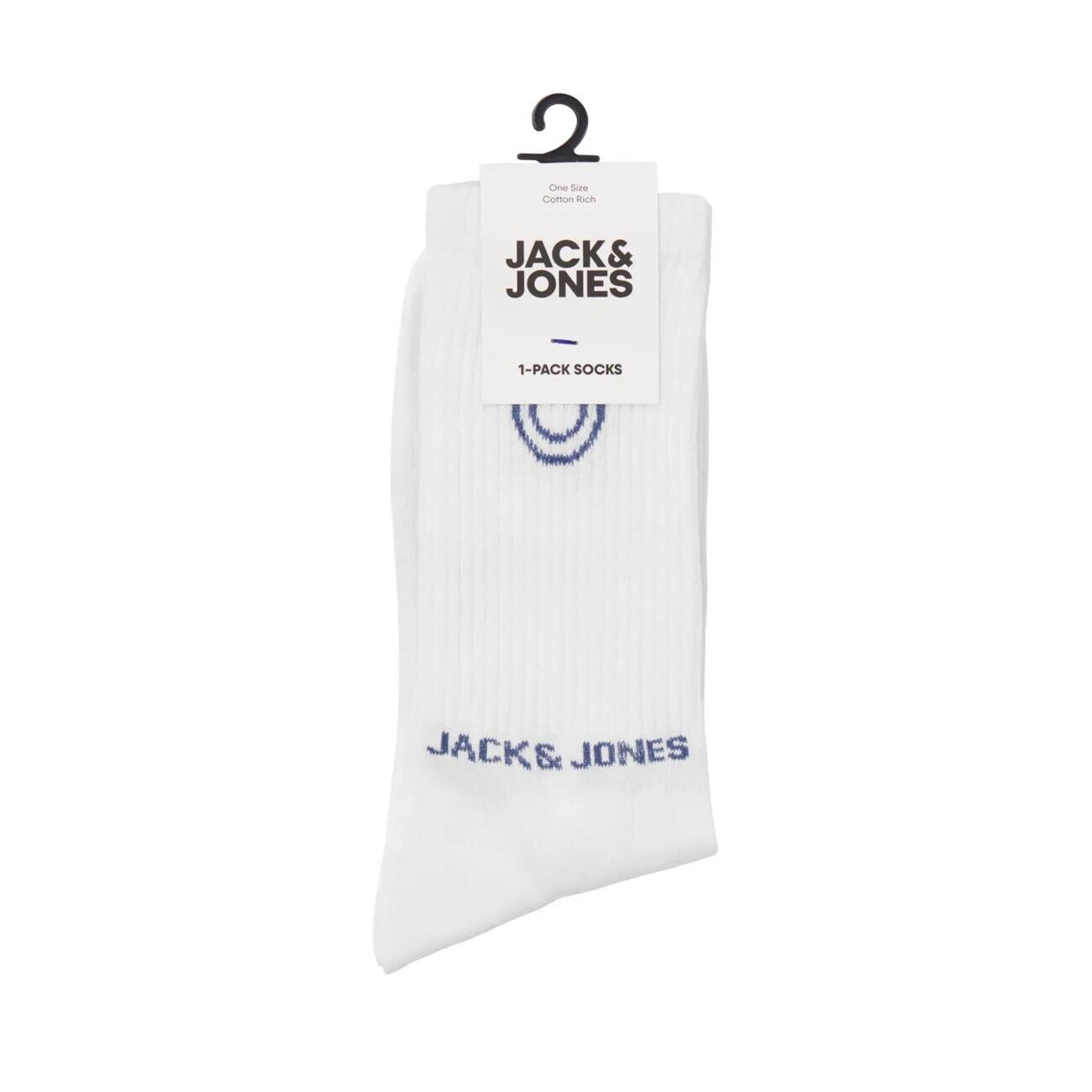 Jack & Jones 12252046 Jacsmiley Logo Tennis Çorap Beyaz-İndigo - 2