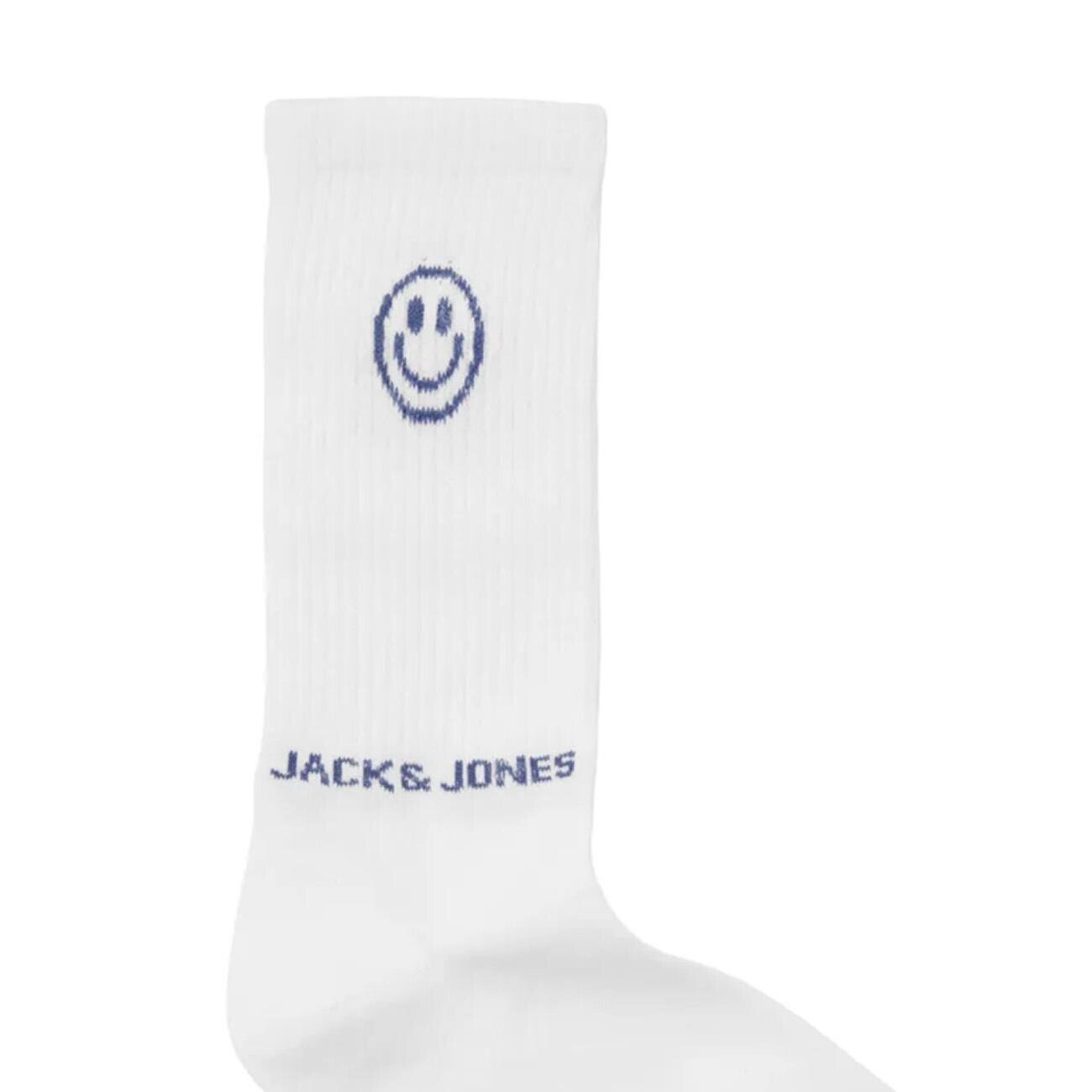 Jack & Jones 12252046 Jacsmiley Logo Tennis Çorap Beyaz-İndigo - 3