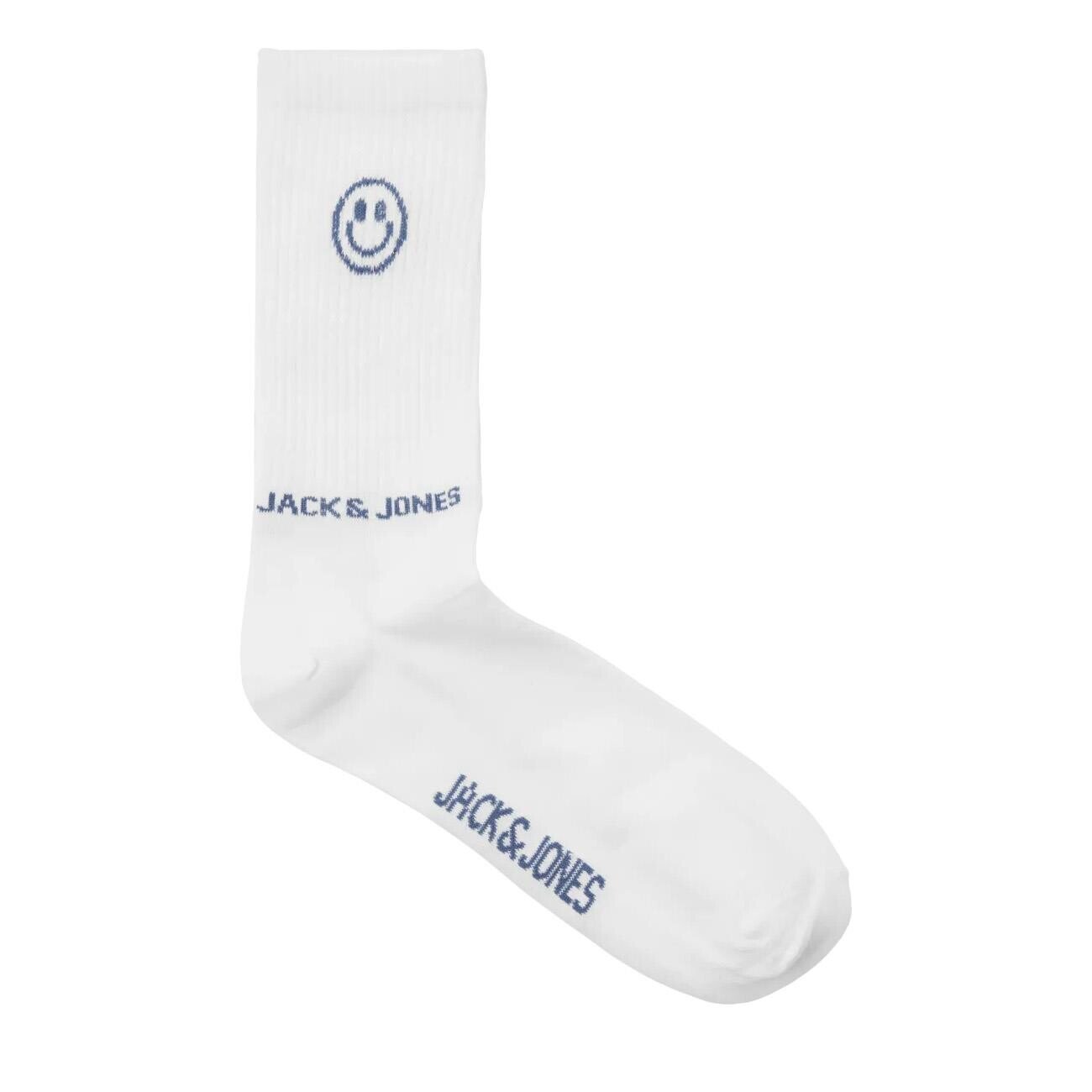 Jack & Jones 12252046 Jacsmiley Logo Tennis Çorap Beyaz-Lacivert - 1