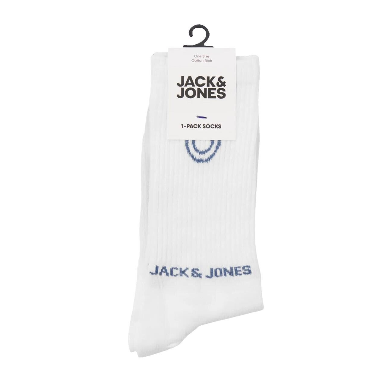 Jack & Jones 12252046 Jacsmiley Logo Tennis Çorap Beyaz-Lacivert - 2