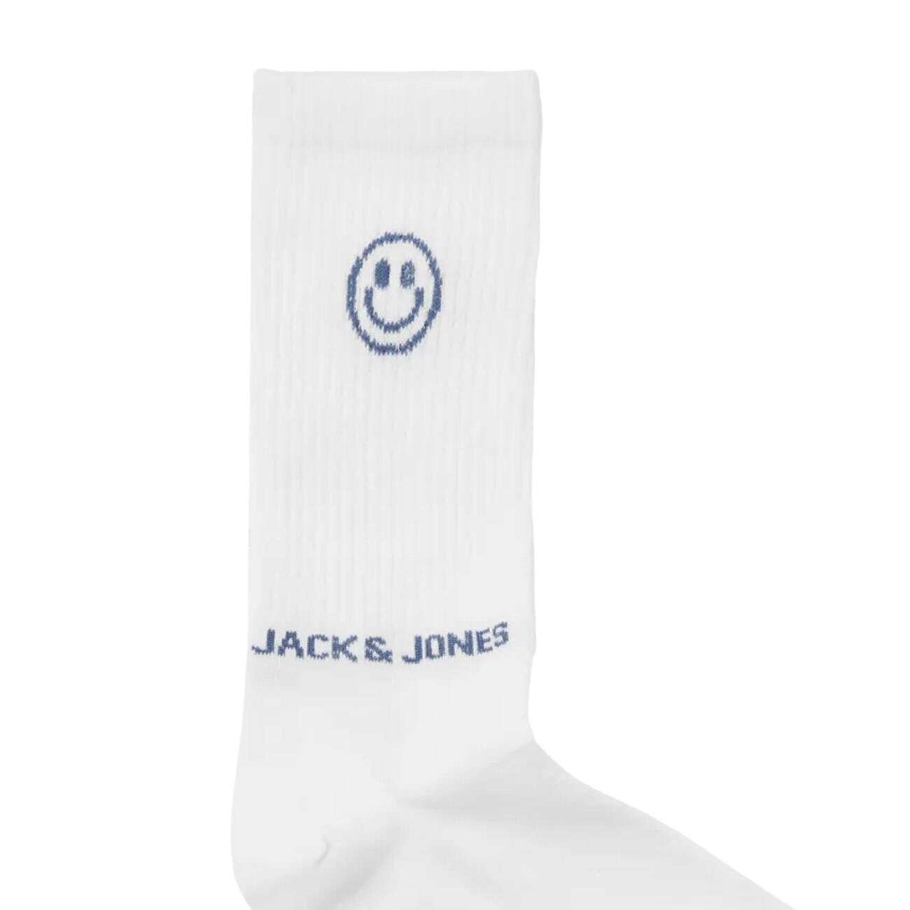 Jack & Jones 12252046 Jacsmiley Logo Tennis Çorap Beyaz-Lacivert - 3