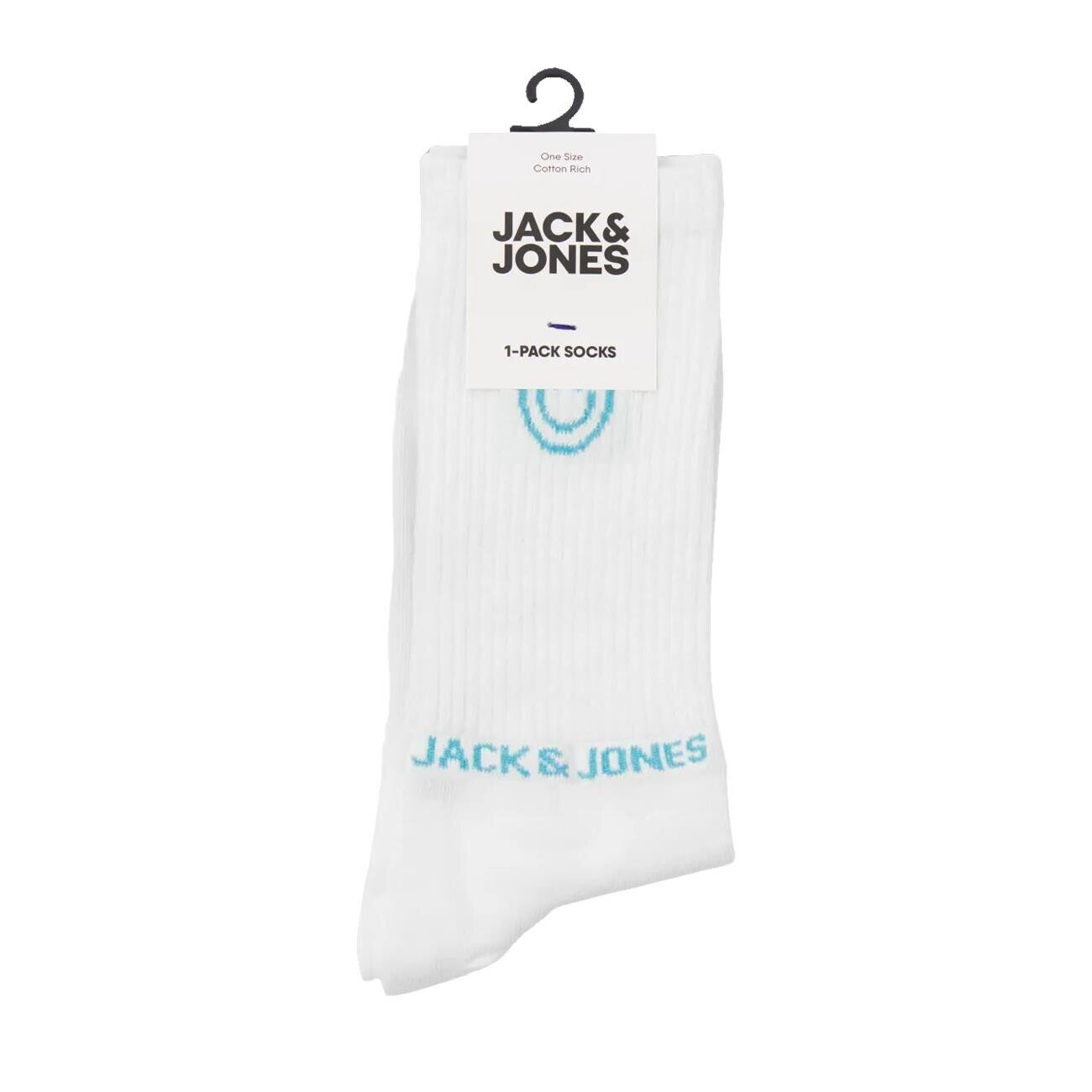 Jack & Jones 12252046 Jacsmiley Logo Tennis Çorap Beyaz-Mavi - 2