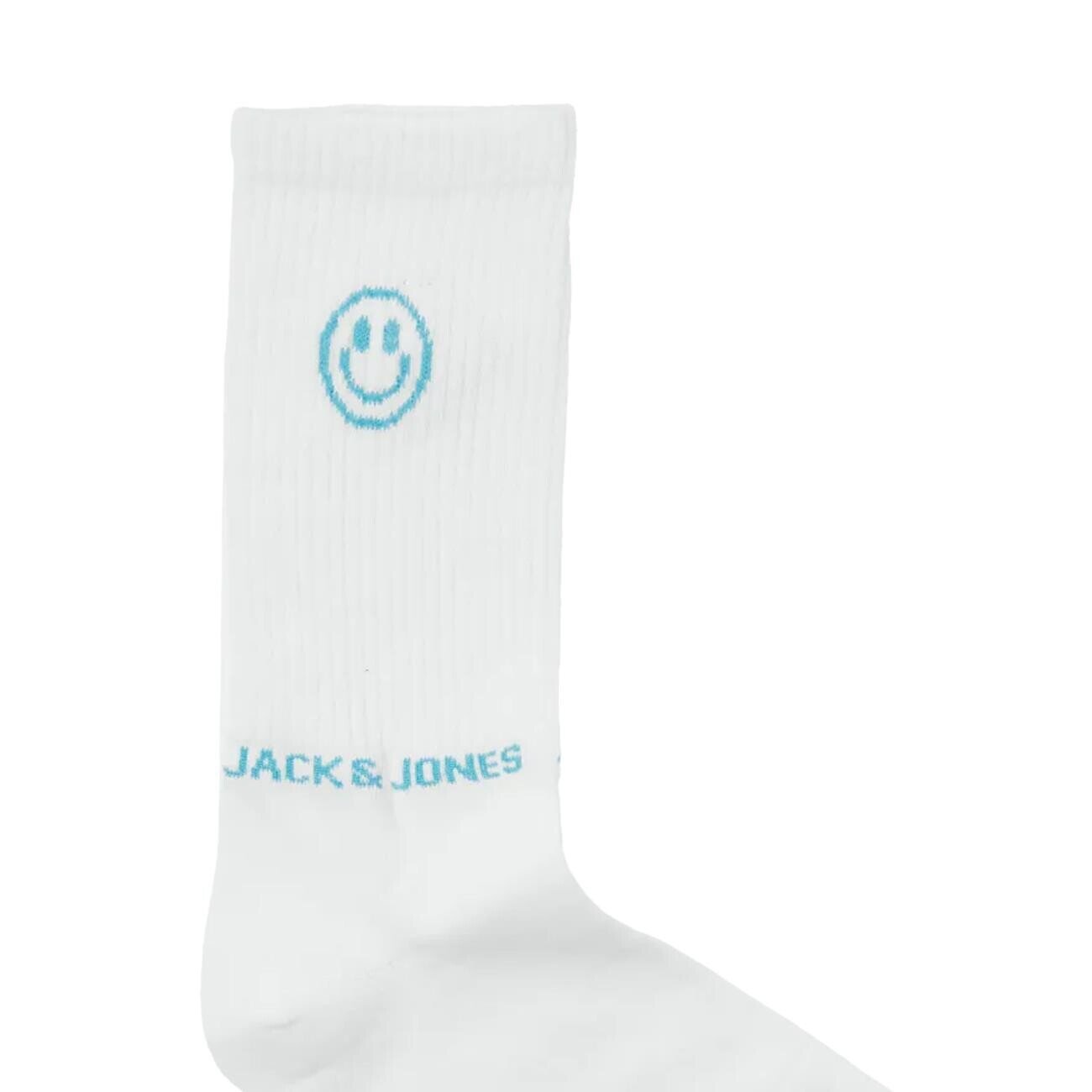 Jack & Jones 12252046 Jacsmiley Logo Tennis Çorap Beyaz-Mavi - 3