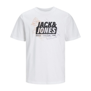 Jack & Jones 12252376 Jcomap Logo Tişört Ss Crew Neck Sn Beyaz 