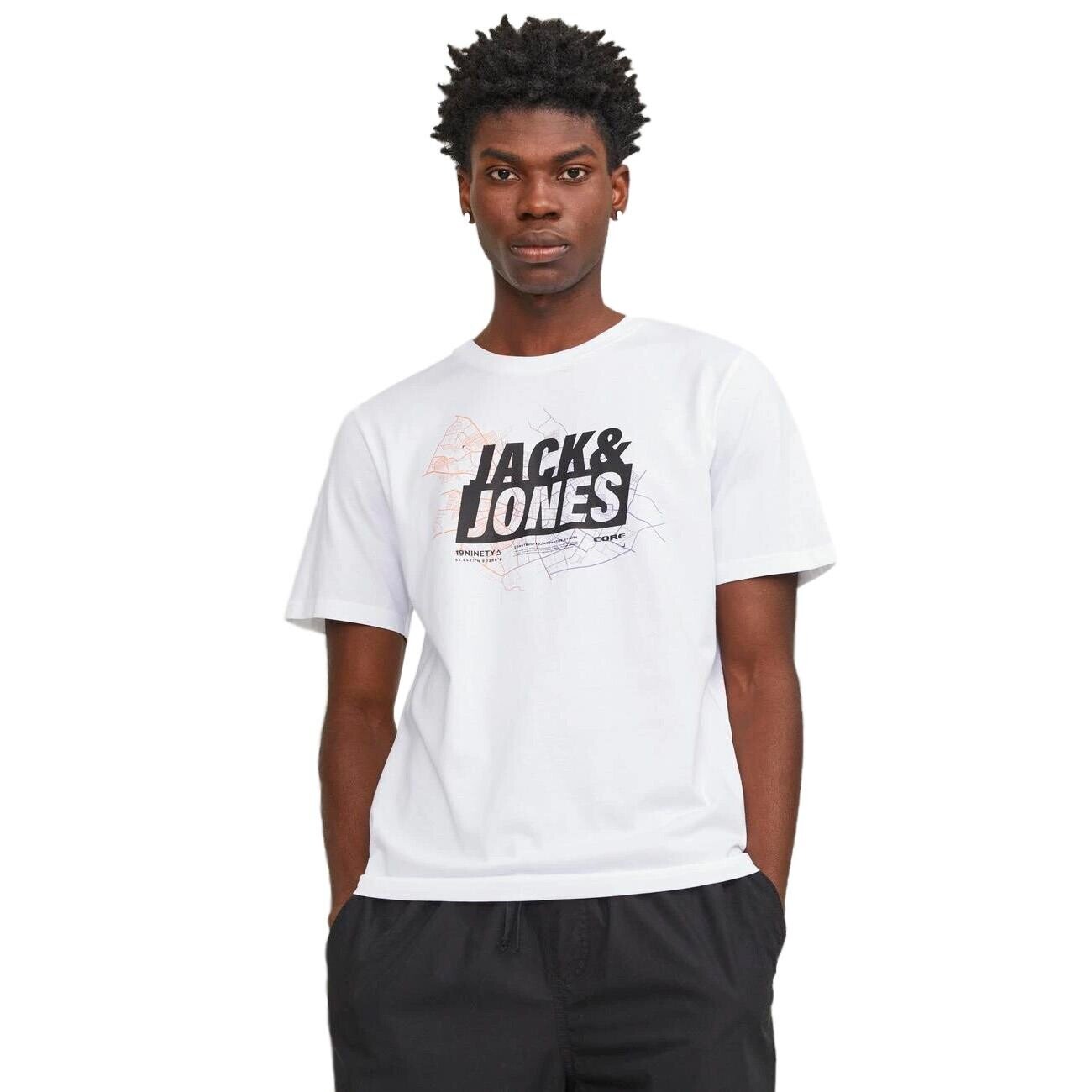 Jack & Jones 12252376 Jcomap Logo Tişört Ss Crew Neck Sn Beyaz - 2