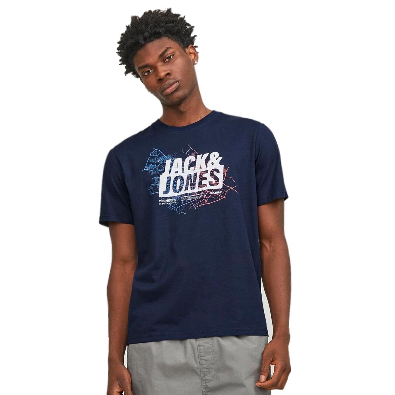 Jack & Jones 12252376 Jcomap Logo Tişört Ss Crew Neck Sn Lacivert - 2