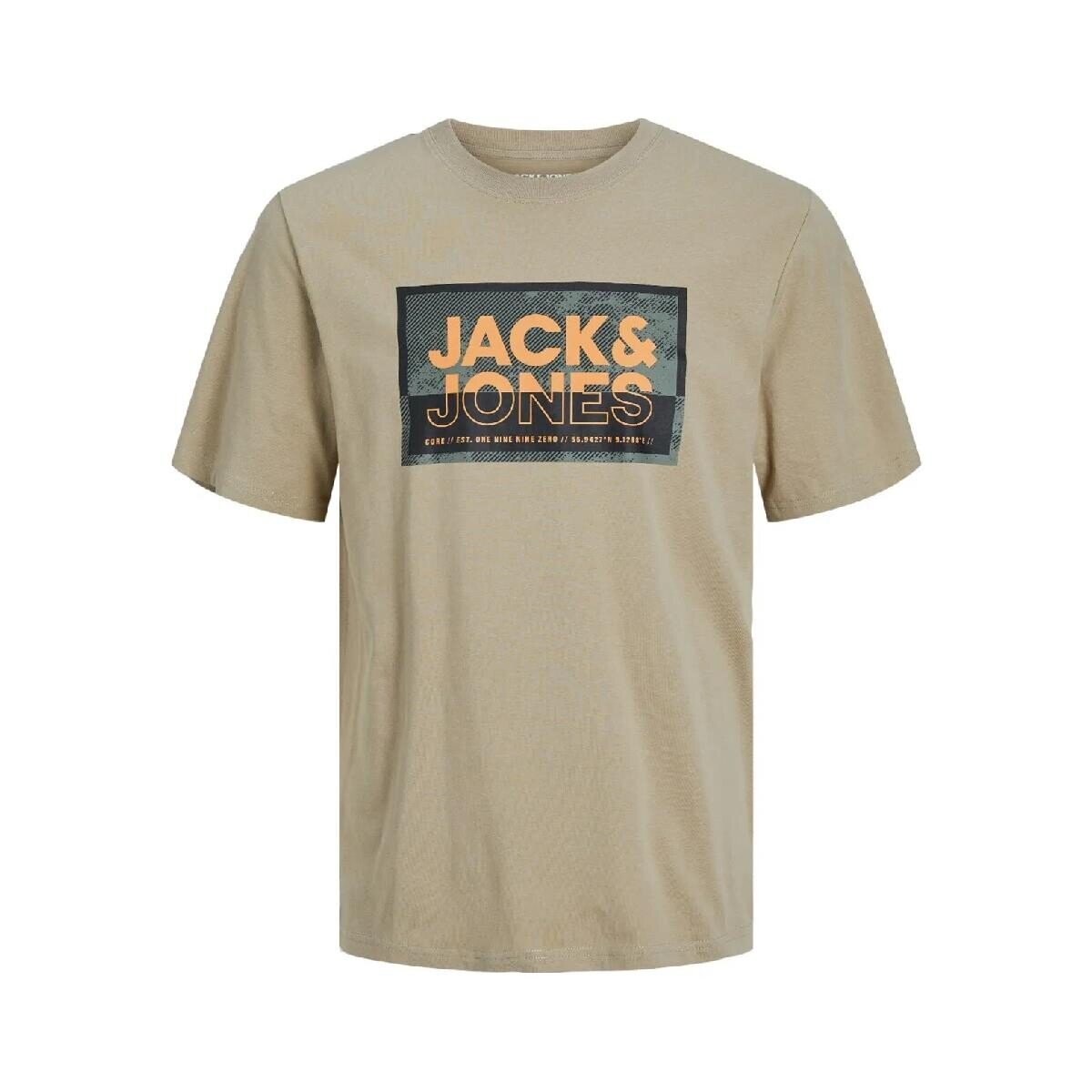 Jack & Jones 12253442 Jcologan Tişört SS Crew Neck SS24 Ln Bej - 1