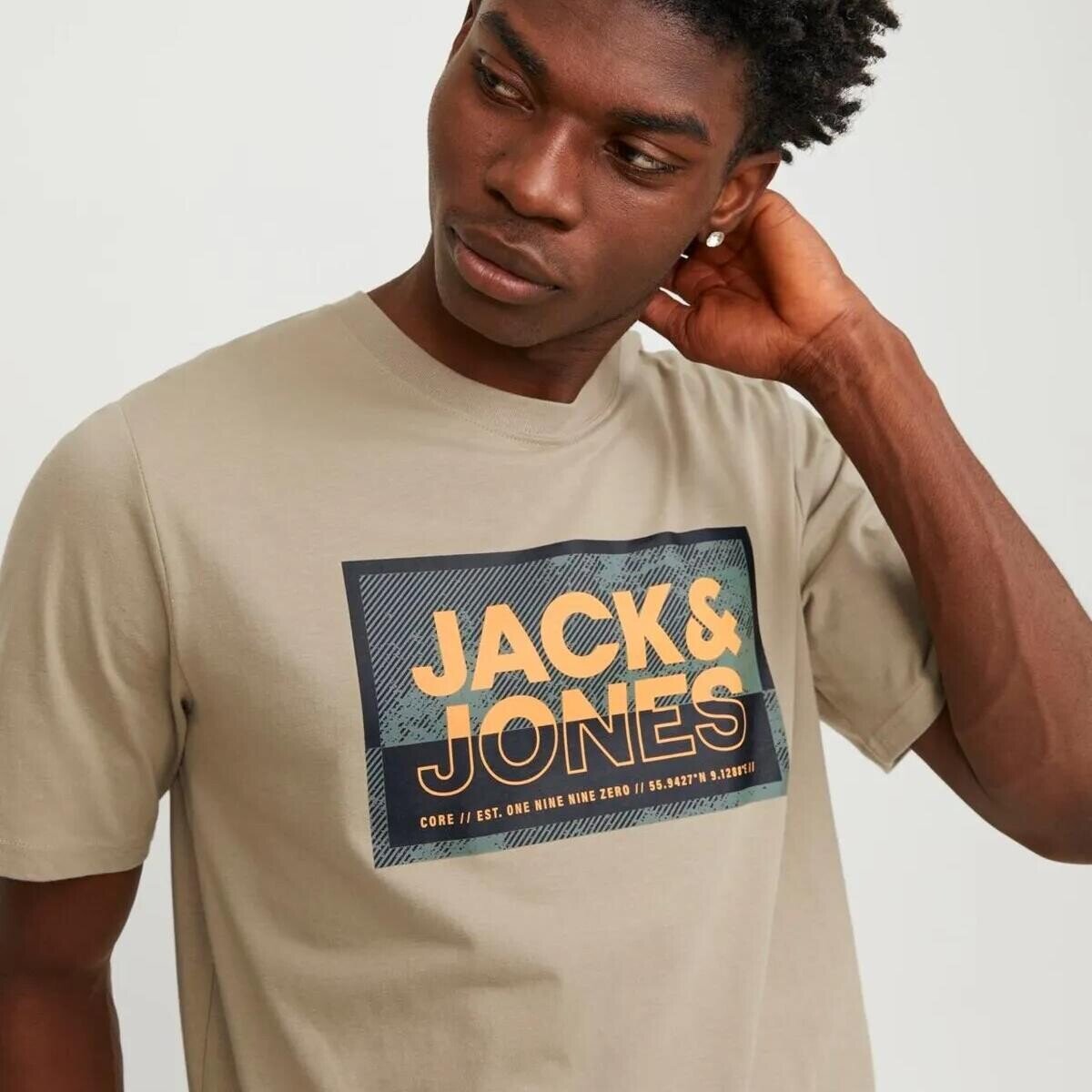 Jack & Jones 12253442 Jcologan Tişört SS Crew Neck SS24 Ln Bej - 2