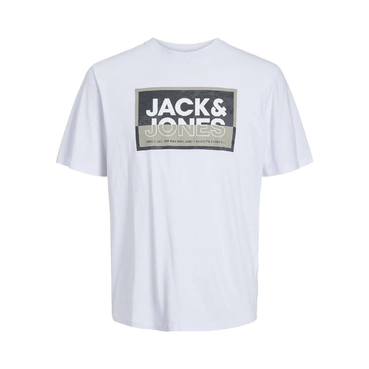 Jack & Jones 12253442 Jcologan Tişört SS Crew Neck SS24 Ln Beyaz - 1