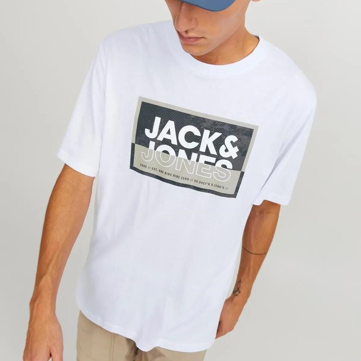 Jack & Jones 12253442 Jcologan Tişört SS Crew Neck SS24 Ln Beyaz - 3