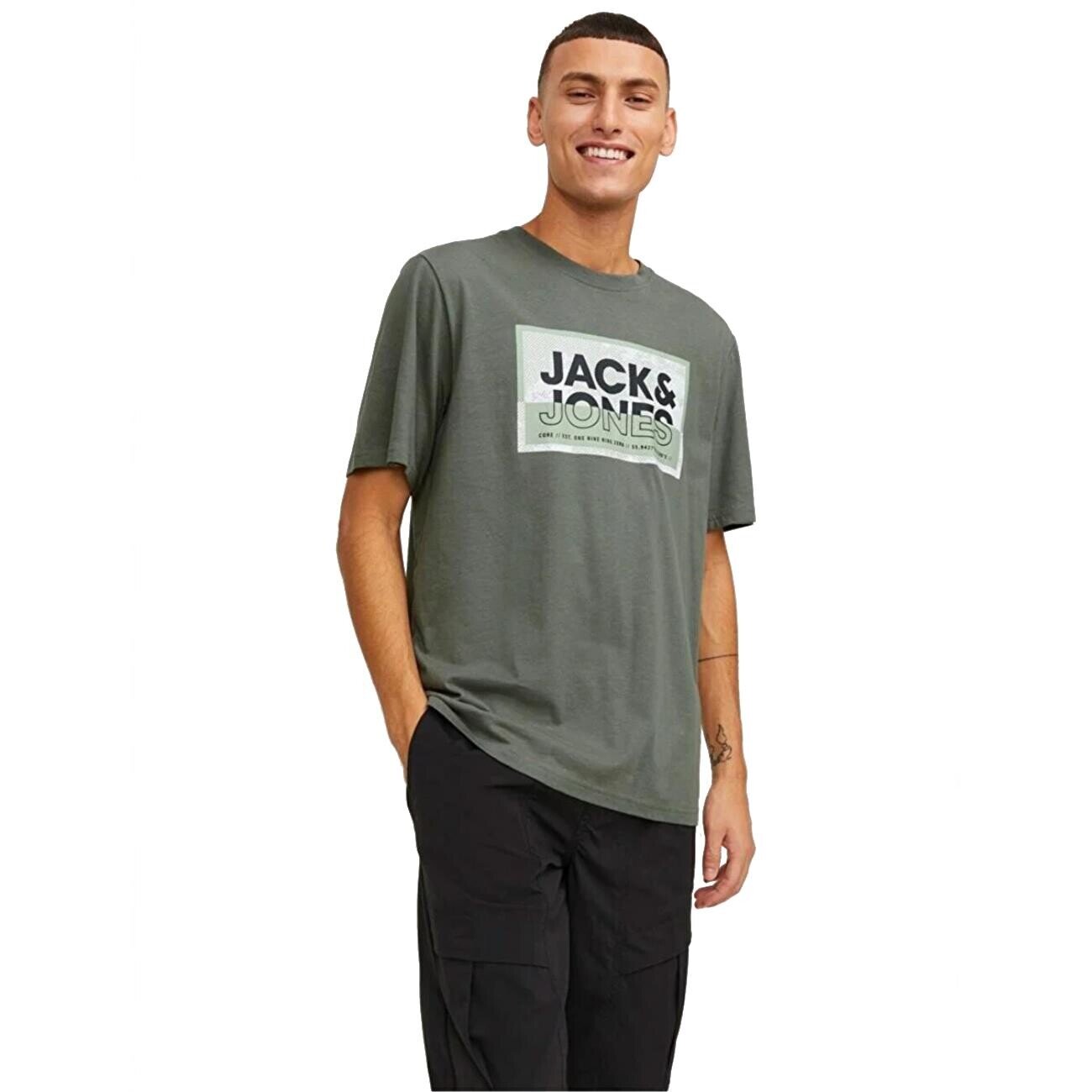 Jack & Jones 12253442 Jcologan Tişört SS Crew Neck SS24 Ln Haki - 2