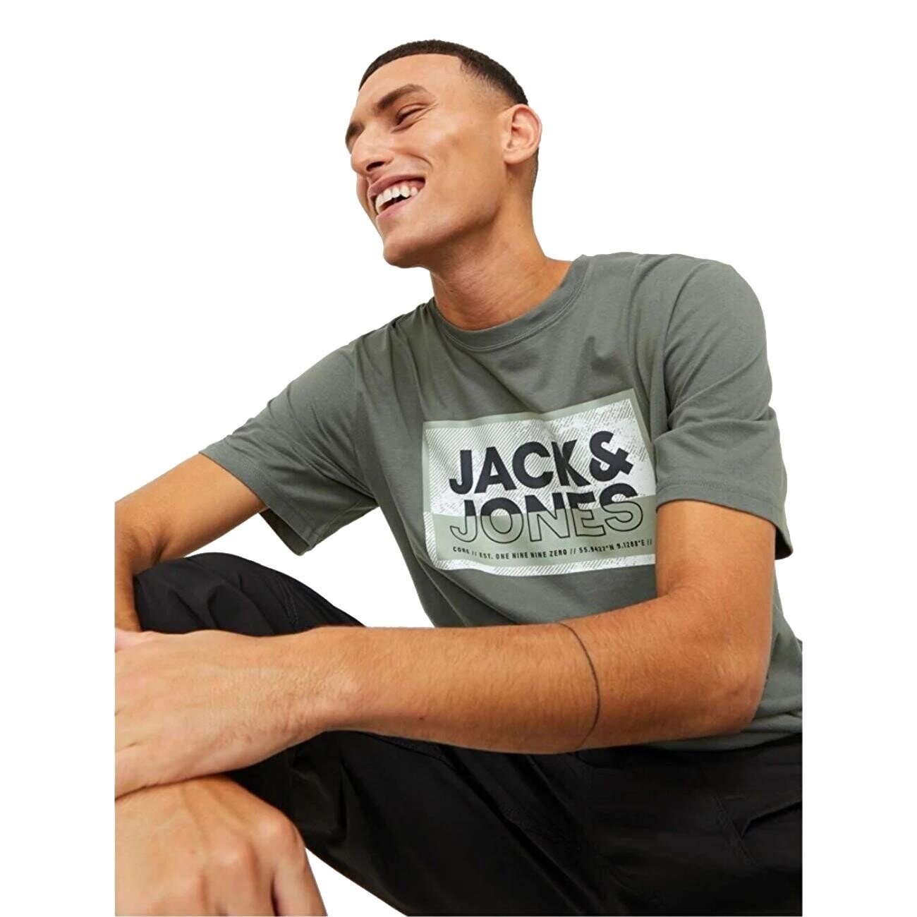 Jack & Jones 12253442 Jcologan Tişört SS Crew Neck SS24 Ln Haki - 3