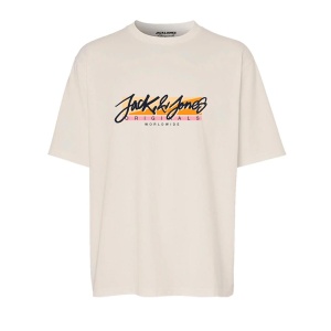 Jack & Jones 12255650 Jortampa Tişört Ss Crew Neck 1 Fst Ln Krem 