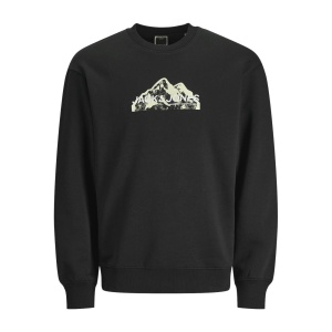 Jack & Jones 12262094 Jcomountain Logo Sweat Crew Neck Siyah 