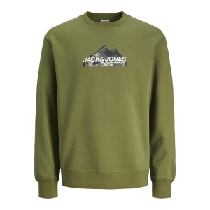 Jack & Jones 12262094 Jcomountain Logo Sweat Crew Neck Yeşil 