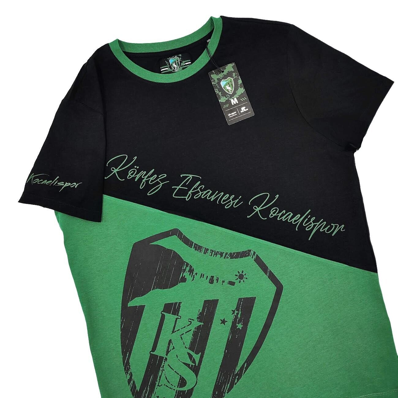 Kocaelispor Lisanslı Bisiklet Yaka Parçalı T-Shirt Yeşil-Siyah - 3