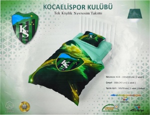 Kocaelispor Lisanslı Tek Kişilik Nevresim Takımı Yeşil 