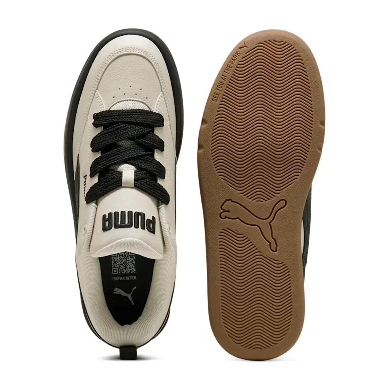 Puma 395084 Park Lifestyle-White-Gray-Sugared Almond Spor Ayakkabı Bej - 5